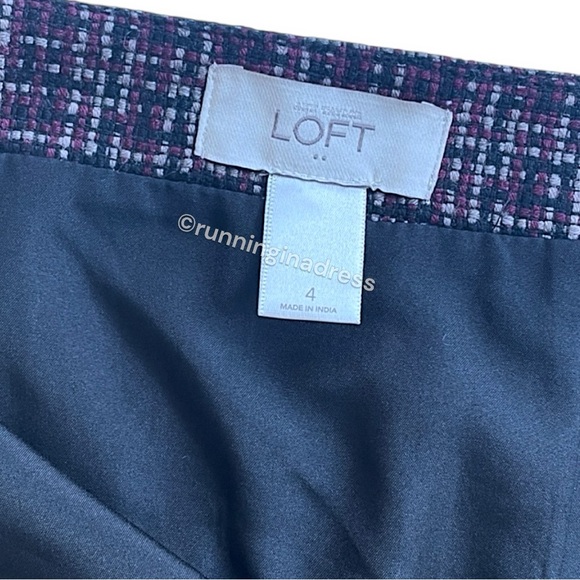 Loft Asymmetrical Tweed Skirt With Zipper Front Detail In Red & Black Size 4 - Picture 6 of 10